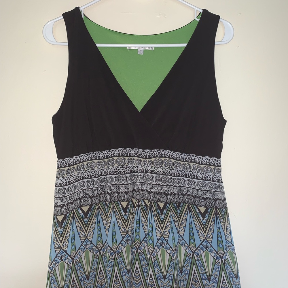 Sandra Darren blue & green dress women’s size 10 - Picture 2 of 10